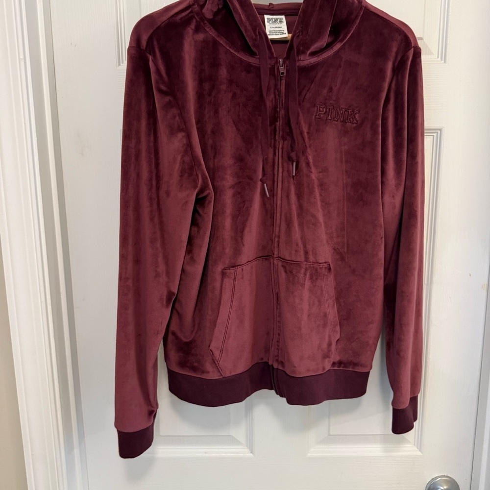 NWOT PINK Victoria's Secret Velour Full Zip Hoodie - Picture 2 of 5